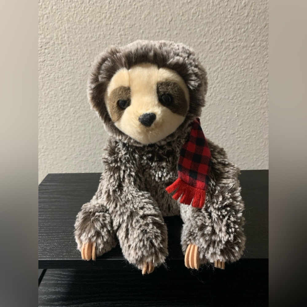 Douglas Cuddle Toy Bramley the Sloth 12" Realistic Plush Stuffed Animal Scarf